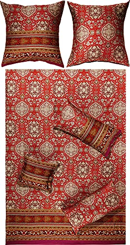 Bassetti Bettwäsche Set 3tlg. Piazza San Marco R1 Rosso, 100% Baumwolle mit Reißverschluss, Größe: 200cm x 200cm, 80cm x 80cm, 9314273