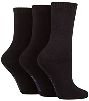 SockShop Ladies Cushioned Bamboo Boot Socks Pack of 3 Black 4-8