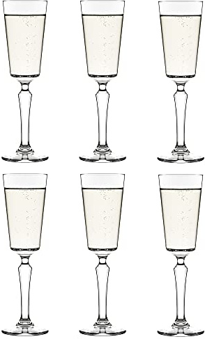 Libbey SPKSY Champagne Flutes - 174 ml / 17,4 cl - Pack of 6 - Dishwasher Safe - Vintage Design