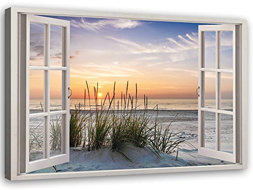 Feeby Viles - Leinwand Bilder - Fensterblick Natur- 60x40 cm- Deko Wohnzimmer - Wandbilder Schlafzimmer - Deko Aesthetic - Wand Deko - Leinwand Groß - Deko Zimmer - Leinwandbilder XXL