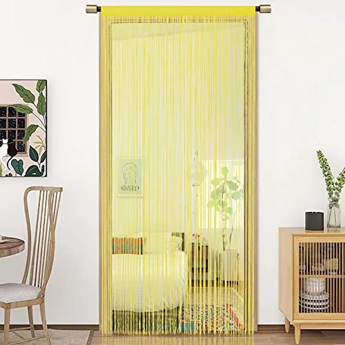 HSYLYM String Door Curtain Window Decorations Room Divider Room Decorations Single Curtain for Window,W35 xL79,Mellow Yellow