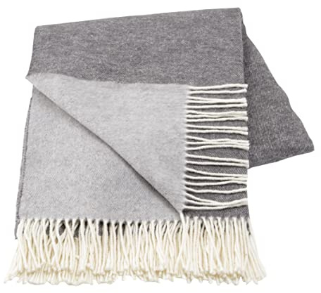Baroni Home Plaid Double Face in Misto Cotone Grigio Chiaro e Grigio Scuro, Plaid Divano, Coperta Made in Italy 130x170 cm