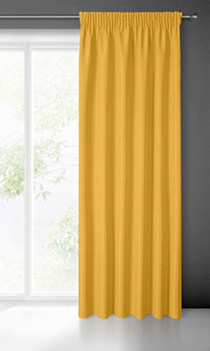 Eurofirany RITA Smooth Plain Modern Curtain with Rufflette Tape For Rail - 1 Unit, Bedroom, Living Room, Lounge, Kitchen, 140g m/2, W55 x L106, Mustard Yellow