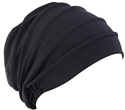 Uposao Chemo Kopftuch für Frauen, Baumwolle Bandana Turban Muslim Bandana Kopftücher Headwrap Hijab Bonnet Kopfbedeckung Schlafmütze Muslimisches Chemotherapie-Kappe Kopftuch,Schwarz