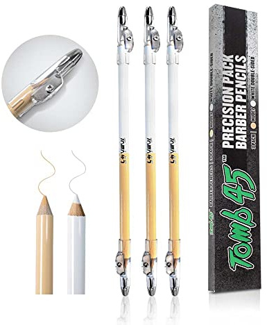Tomb45 Lot de 3 crayons de barbier de précision, guide de tracé de barbe, trace de rasoir avec taille-crayon