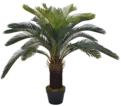 INLIFE Künstliche Pflanze Cycas-Palme mit Topf Grün 90 cm