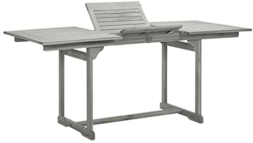 Yolola Erweiterbar Gartentisch Holz Mit Schirmloch Esszimmertisch Gartentisch Wetterfest Terassentisch Balkon Esstisch Holz Tisch Gartenmöbel Set Holz (120-170) x80x75 cm Massivholz Akazie
