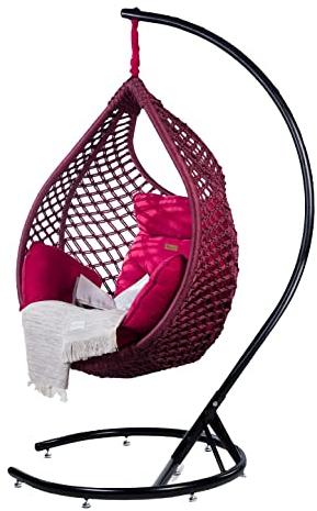 Nimaxes XXL Premium Hängesessel Munich Set Pink – Hängeschaukel/Hängestuhl Inkl. Kissen, Hängestuhl Korb, Abdeckung, handgefertigten Halstuch