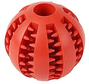 TOYOCC Pelotas para Perros con Cuidado Dental - Pelota de Juguete para Perros Grandes y pequeños, Juguete para Masticar Hecho de Caucho Natural para golosinas (7cm, Rojo)