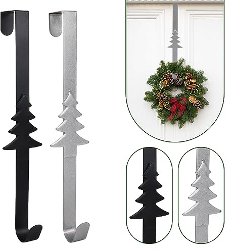 Volumoon 2 Pièces Cintres pour Couronne de Noël,Crochet de Porte de Noël pour porte d'entrée,Cintre de Guirlande en Métal,Crochets en métal en forme de Z,Pour chambre à coucher,salle de bain