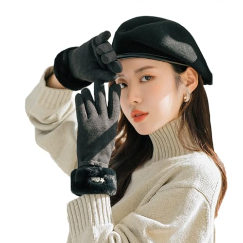 SJTJSPX Winterhandschuhe Damen Handschuhe Touchscreen Strickhandschuhe Fleece Fingerhandschuhe Frauenhandschuhe Warm Winddicht Fahrradhandschuhe Outdoor Radfahren Skihandschuhe