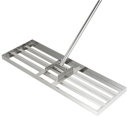 Rasennivellierrechen für Golf und Garten, 75 x 25 cm (30 x 10 Zoll), extra langer Griff (78 Zoll/200 cm), robustes Rasennivelliergerät aus Edelstahl für Rasen, Erde und Sand, ideal für Hof und Garten