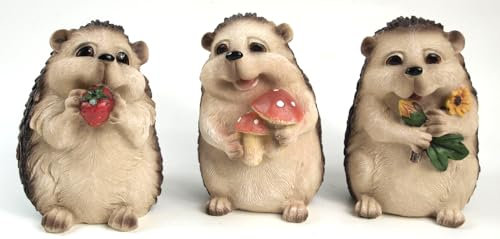 Generisch Dekofigur Igel 3er Set Igelfamilie Herbstdeko Skulptur Gartendeko Polyresin H12 Innen