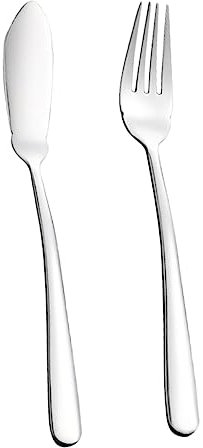 LIFKOME Fischbesteck Satz Edelstahl Fischmesser Und Fischgabel Silbernes Geschirrset Für Zuhause Und Gastronomie Minimalistisches Design Verarbeitung