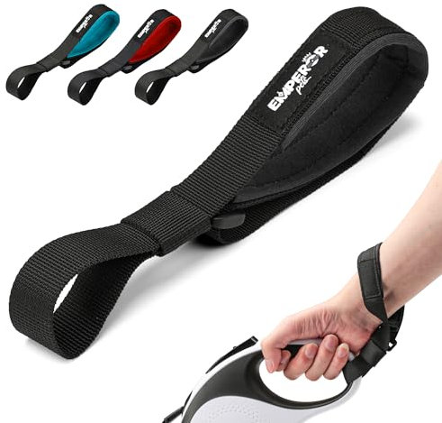 Retractable Dog Leash Add-On Accessory - Hand and Wrist Strap - for Greater Comfort, Loosen Grip for Your Hands and Better Control - Aura Black