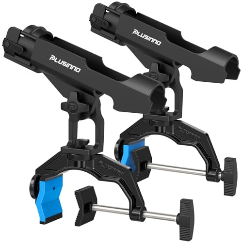 PLUSINNO 2 Pack Fishing Rod Holders for Boat, Upgraded Dual-V Shaped Design, Fit Round/Square Tube Boat Fishing Gear