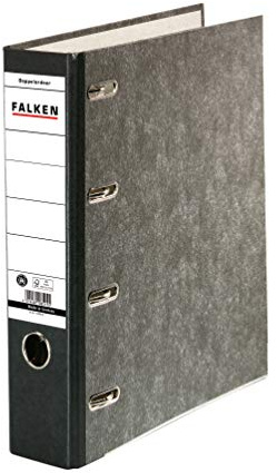 Original Falken 20er Pack Recycling-Doppelordner Wolkenmarmor. Made in Germany. 7 cm breit schwarz für 2x DIN A5 quer Ablage mit geklebtem Rückenschild Kontoauszug-Ordner Ringordner Blauer Engel