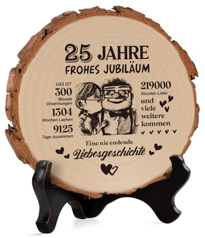 Silberhochzeit Geschenk, Holzplakette - Silberhochzeit Deko | 25 Hochzeitstag Geschenk für Frau Mann Paare Frauen Männer, Silberhochzeit Geschenkideen, Geschenk Zum 25 Hochzeitstag