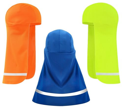 Heveer Nackenschutz Schweißableitende Kappe Sonnenschutz Helmfutter mit Schwanz für Radfahren Angeln im Freien Damen Herren 3 Stück