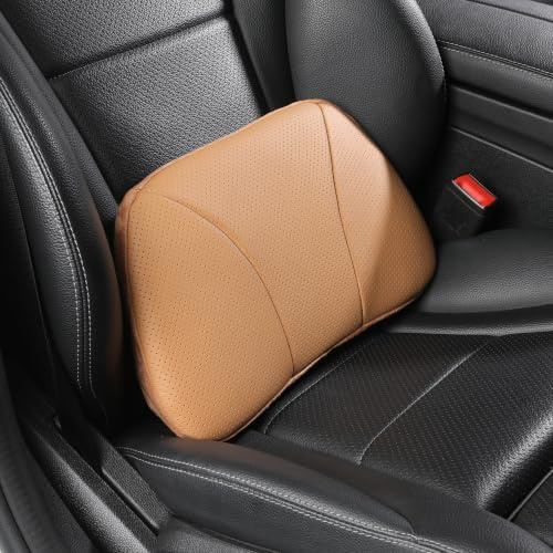 POKSRI Echtes Rindsleder Kissen lordosenstütze Auto,Memory Foam Kissen,lendenkissen,Echtes Leder Rückenlehne,deko,blackroll,Outdoor,Kissen,Sofa(Orange-braun,1p)