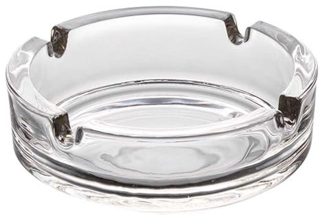 Glass Ashtray Transparent Round Cigarette Ash Tray Desktop Ash Holder for Indoor or Outdoor Use, Home office Tabletop Decoration, 1 Piece