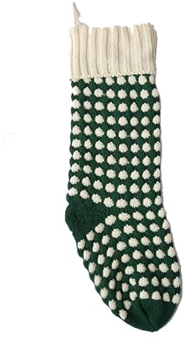 Hrlace 46cm Große Weihnachtsstrumpf Gestrickt Nikolausstrumpf Klassische Weihnachten Befüllen Taschen Kaminsocken Weihnachten hängende Taschen Süßigkeiten-Geschenktüte, 1 Stück Grün