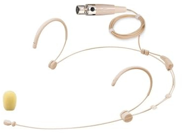 Genérico Micrófono de Diadema Omnidireccional para Transmisor de Cintura inalámbrico AKG Samson, con Mini Conector XLR de 3 Pines, Color Beige