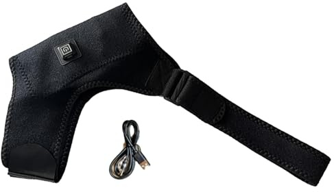 Manguito rotador, envoltura de hombro calentada por USB, masajeador de hombro ajustable con terapia de calor, soporte de hombro eléctrico, 3 ajustes de calor, soporte de hombro cómodo para