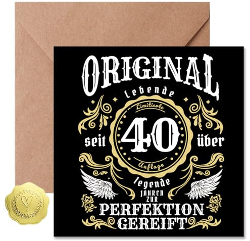 Sugeru Geburtstagskarte 40 Oldschool - 40 geburtstag karte mit Umschlag - Geschenke zum 40 Geburtstag Frau Mann - Lustige Geburtstagskarte（40）