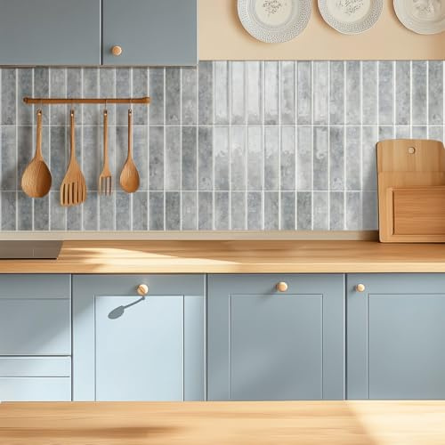 Alwayspon 10 Sheet 12''x 12inch Grey Subway 3D Self Adhesive Wall Tile Sticker Transfers, Peel and Stick Self Adhesive Waterproof Splashback Stick on Tile Decals for Kitchen Bathroom Wall