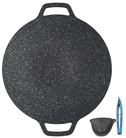 EALRIDV Sartén para parrilla de barbacoa de estilo coreano para estufa, plancha antiadherente con revestimiento de piedra, excelente para asar, freír, acampar, caminar, cocinar en la (34cm)