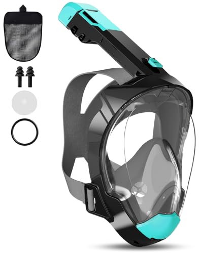 RDDAIPE Maschera Snorkeling Integrale per Adulti S/M, Maschera Facciale Snorkeling, 180° Design Pieno Maschera Subacquea Adulti,Maschera da Sub,Easybreath, Antifog, Sicura da Co2,per Mare Snorkeling