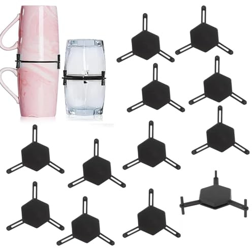 HeFZiYMOZaDP 12 Pièces Empileur De Tasse Organisateur,De Tasses À Café Porte Tasses À Café,Empilable Support pour Tasses d'eau en Verre pour Tasses pour Économiser De l'espace