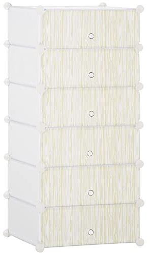 HOMCOM Schuhboxen 6er Set Schuhkarton stapelbar DIY Schuhorganizer Schuhaufbewahrung Aufbewahrungsboxen Schuhschrank Regalsystem mit transparent Tür, für 12 Paare Schuhe, Weiß
