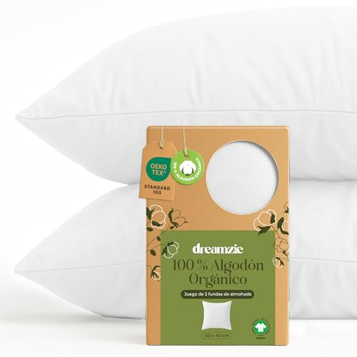 Dreamzie - Kissenbezug 40x40cm - 2er Set - 100% Bio-Baumwolle - Weiß | GOTS & Oeko-Tex zertifiziert · mit Reißverschluss · Kopfkissenbezug & Kissenhülle · Jersey · atmungsaktiv · waschbar 60°C