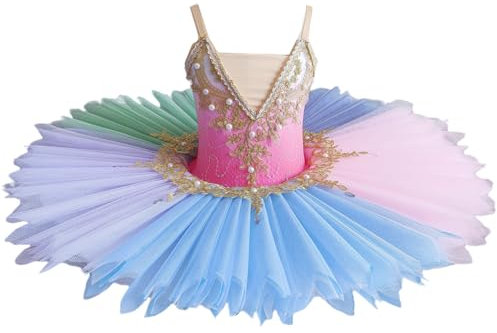 GZKDKZB Professionelles Ballett-Tutu für Mädchen, Schwanensee-Ballettkleid, Tanzkleidung, Ballerina-Partykleid, Ballett-Tanz-Wettbewerbskostüm