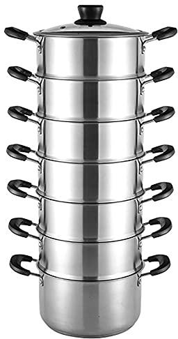 GLJTUO Steamer Pot Soup Pot Multi-Layer Thickened Small Cage Steamed Rice Pot Induction Cooker Gas Stove Stainless Steel Steamer,22Cm