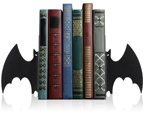 Geelin Metal Bat Bookends Set of 2 Styles Gothic Book Ends for Shelves Bookshelf Home Office Desk Bookshelf Decor Gift for Lovers and Reading Enthusiasts