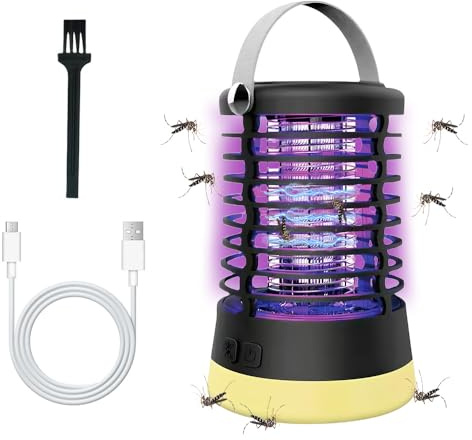 Mineup Lampe Anti Moustique, Destructeur D'insectes Électrique, UV Tueur D'Insectes Électrique, Tue de Moustiques USB Rechargeable avec 3 Modes D'éclairage pour Camping, Jardin, Balcon et Chambre