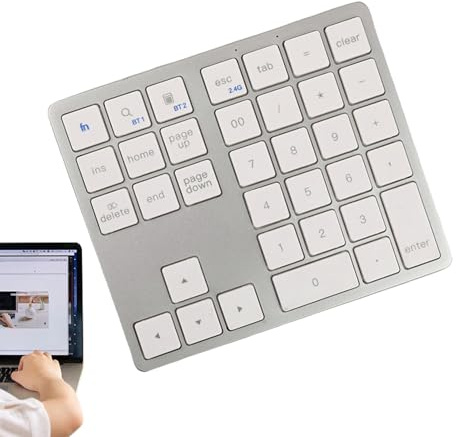 Generico Tastiera meccanica piccola wireless,Tastiera wireless piccola | numerica per computer a 35 tasti,Utilizza la tastiera compatta portatile silenziosa per la digitazione efficiente dei PC pers