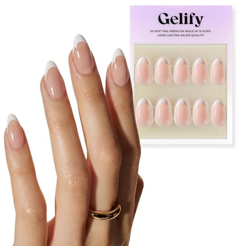 Unghie press on. Press on nails gel. Unghie finte adesive. Unghie adesive in soft gel con colla Gelify. (Almond French)