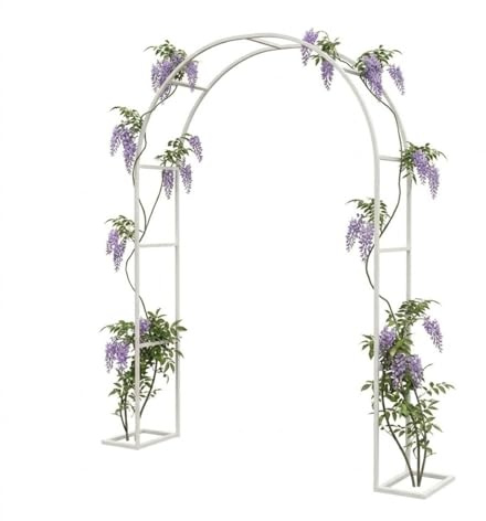 Arche de Jardin en Métal, Arceau à Rosiers pour Plantes Grimpantes, 120 140 180 200 240 280 300 350cm Tonnelle Extérieure de Mariage, Support Robuste et Facile à Assembler(White,W280xH220cm)