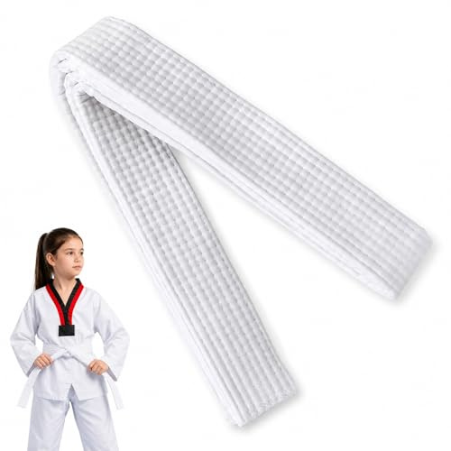 1 Ceinture de Judo Blanche 240 cm, Karaté et Taekwondo, Coton-Polyester | Mélange coton-polyester blanc; 1 ceinture de 240 cm à nouer pour entraînement de judo, karaté et taekwondo, adultes.