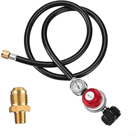 TONIXY Regulador de gas de alta presión de 0 a 30 PSIG Regulador de propano con manguera de 4 pies y medidor de presión PSI para barbacoas de gas al aire libre y equipos de cocina