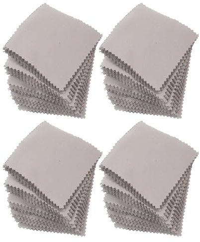 Housoutil 50 Chiffons en Suédine 8x8cm, Anti-Statique et Anti-Tarnish pour Entretien de Colliers et Argenterie, Nettoyage Précis et Soin