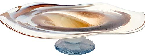 Överstdorfer glasskål skål i fusionen färgad glaskal brun beige vit marmorerad kristall glaskal munblåst diameter ca 16 cm