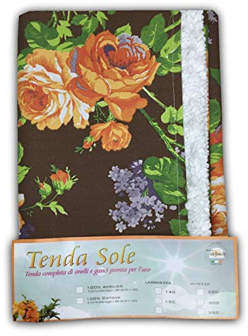 Tenda Sole da Esterno Giardino Balcone Fiore Marrone CONFEZIONATA - Cm. 140x250