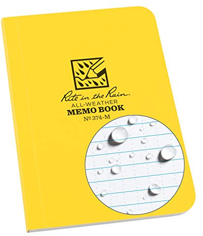 Rite in the Rain Cuaderno impermeable con tapa blanda de 8,9 x 12,7 cm, cubierta amarilla, patrón universal (n.º 374-M)