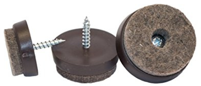haggiy Filzgleiter Schraube Kunststoffbasis - braun, Ø20mm (100 STK.) | zum Schrauben, Bodenschutz, Möbelgleiter