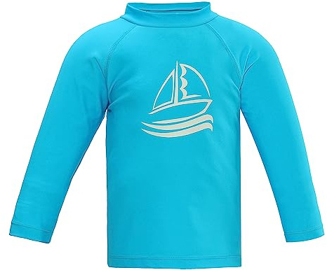 LACOFIA Costumi da Bagno per Bambino Maglietta Nuoto Maniche Lunghe per Ragazzi Rashguard Protezione Solare Asciugatura Rapida Blu 104
